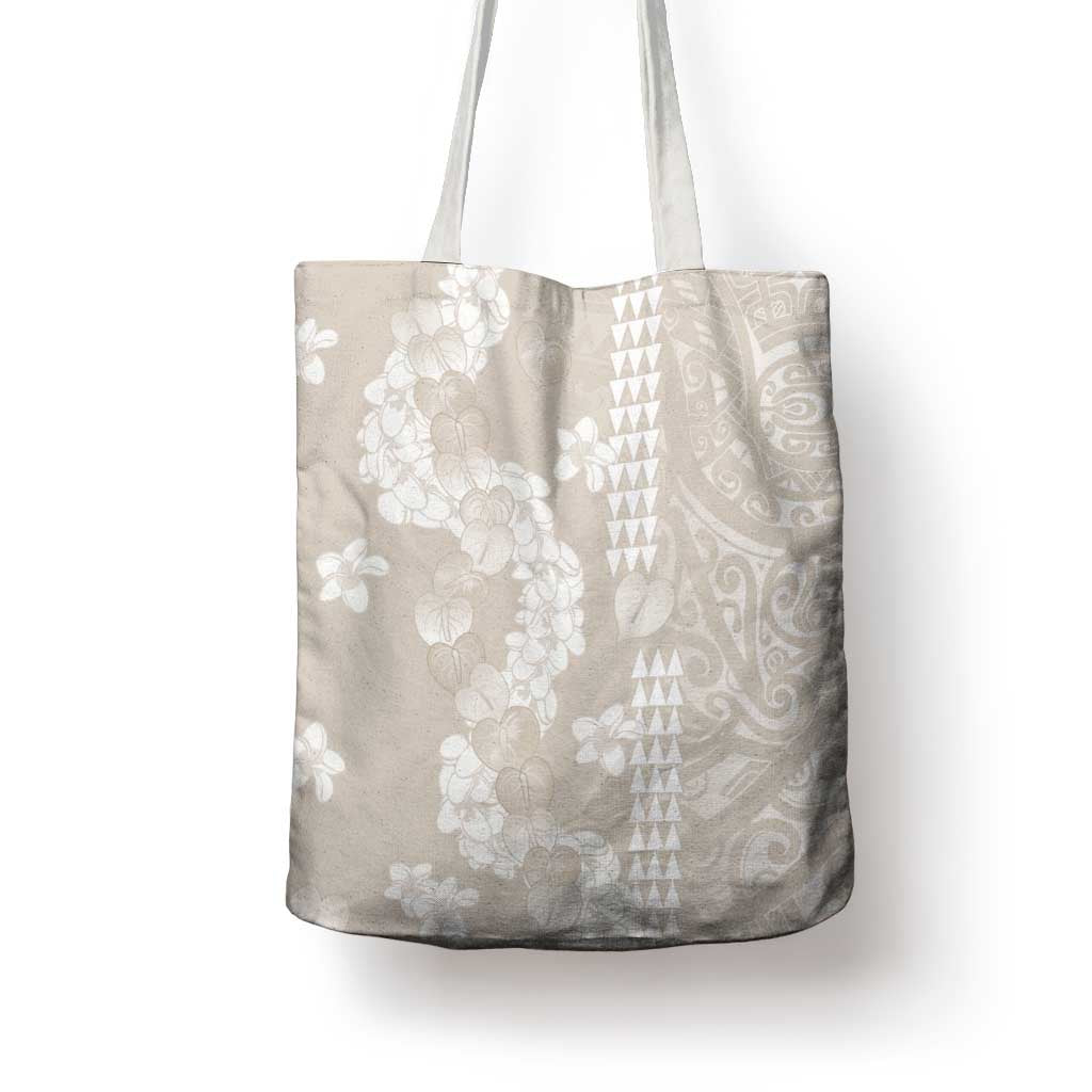 Suede Beige Hawaii Anthurium Plumeria Lei Tote Bag
