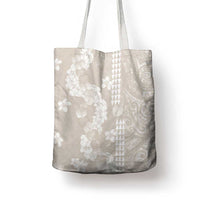 Suede Beige Hawaii Anthurium Plumeria Lei Tote Bag