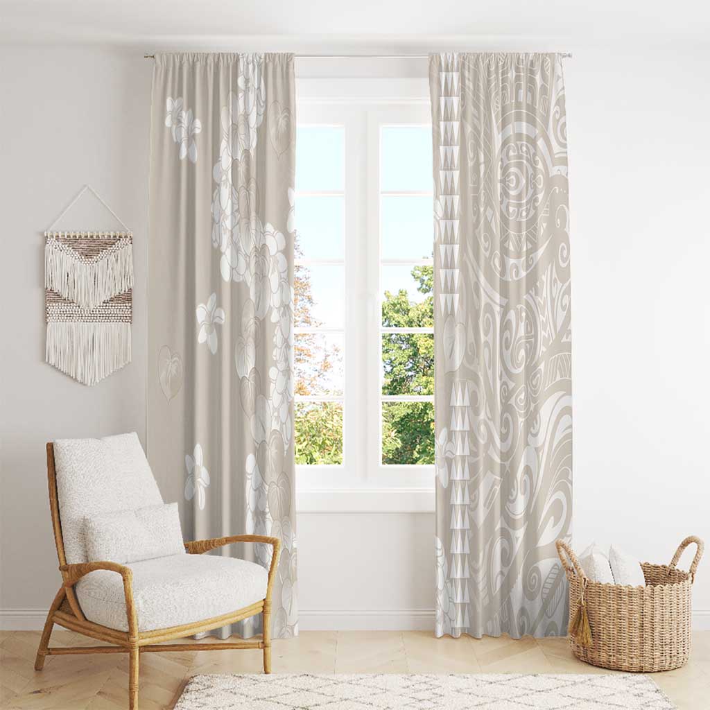 Suede Beige Hawaii Anthurium Plumeria Lei Window Curtain