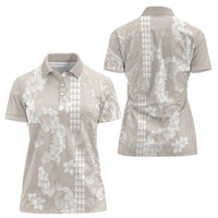 Suede Beige Hawaii Anthurium Plumeria Lei Women Polo Shirt LT9 - Polynesian Pride