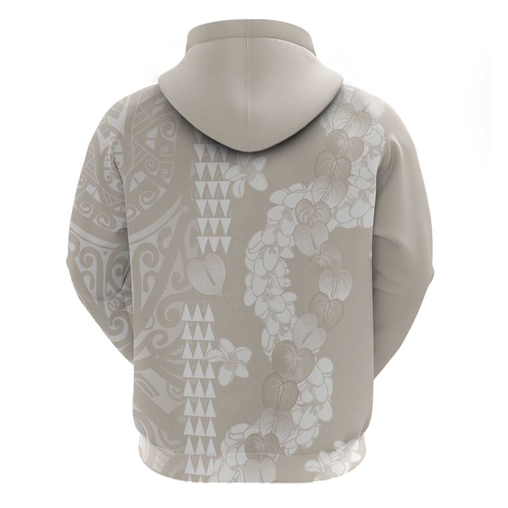 Suede Beige Hawaii Anthurium Plumeria Lei Zip Hoodie