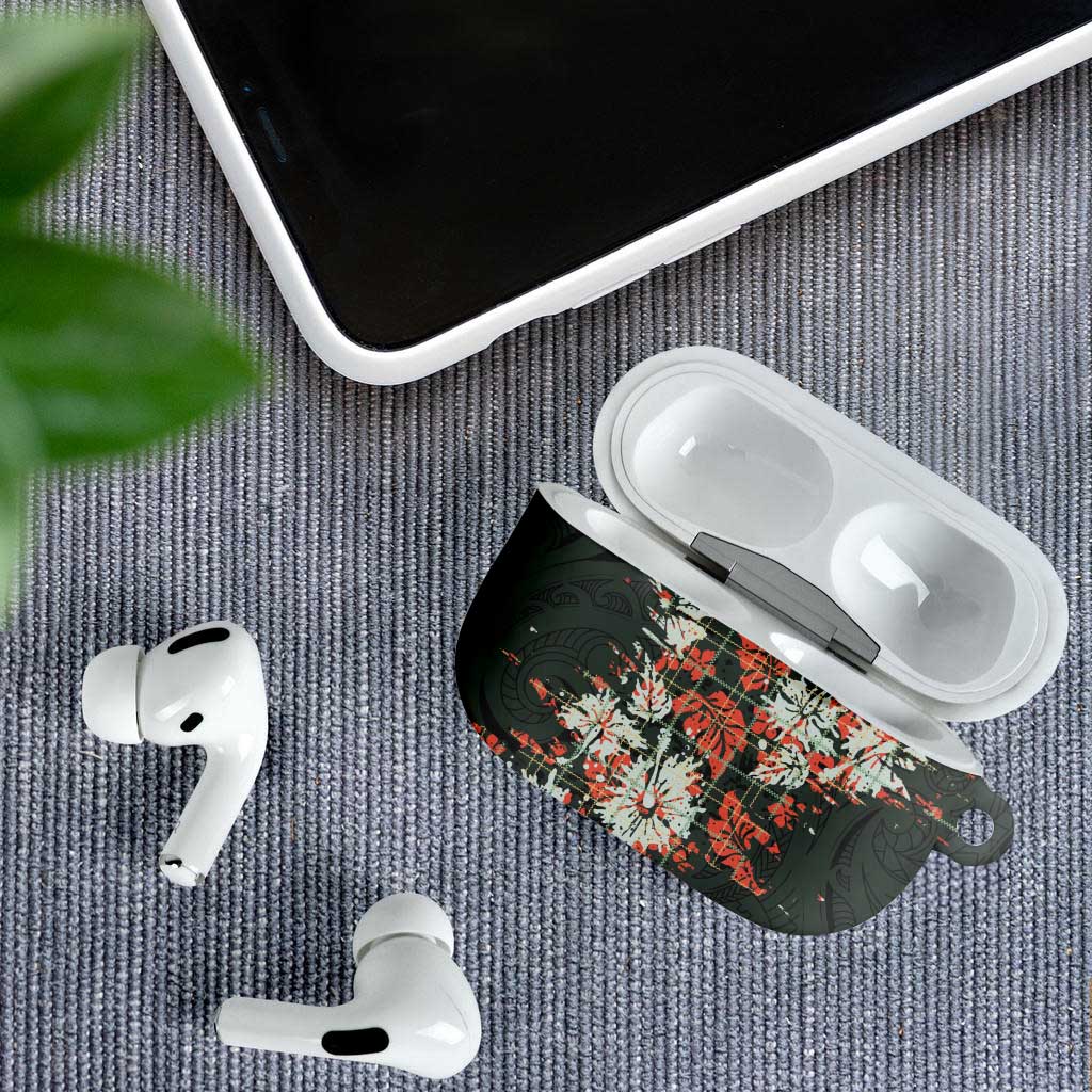 Hawaii Tartan With Hibiscus AirPods Case Polynesian Pattern Vintage