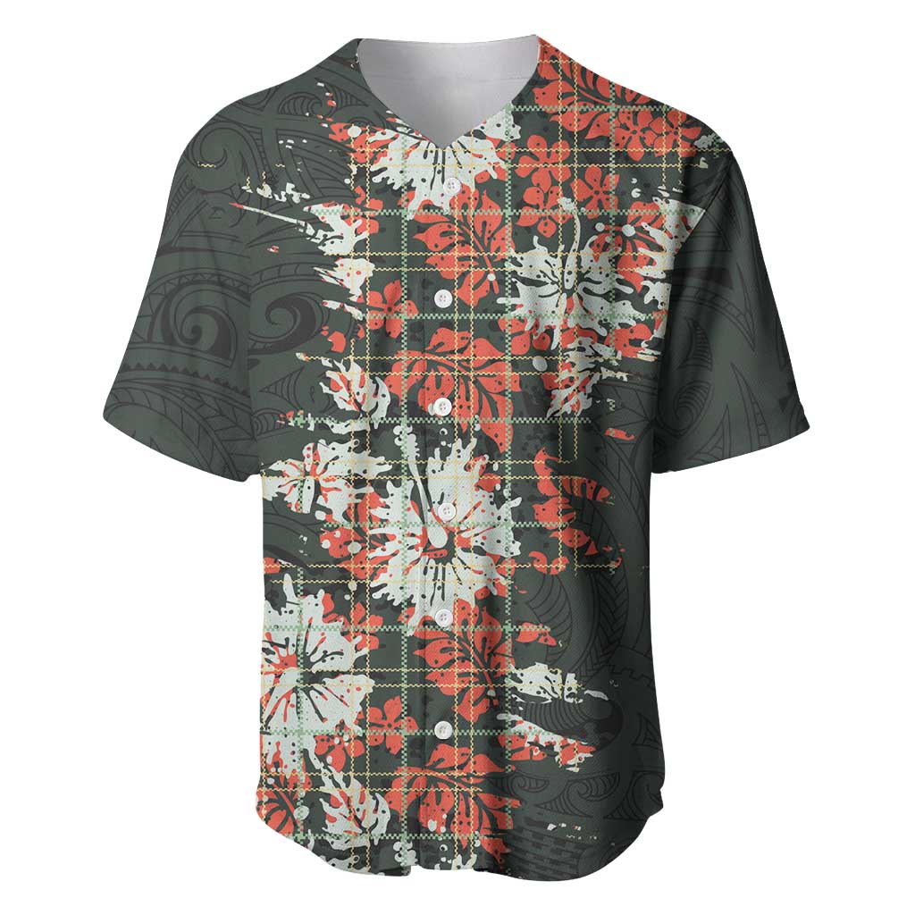 Hawaii Tartan With Hibiscus Baseball Jersey Polynesian Pattern Vintage