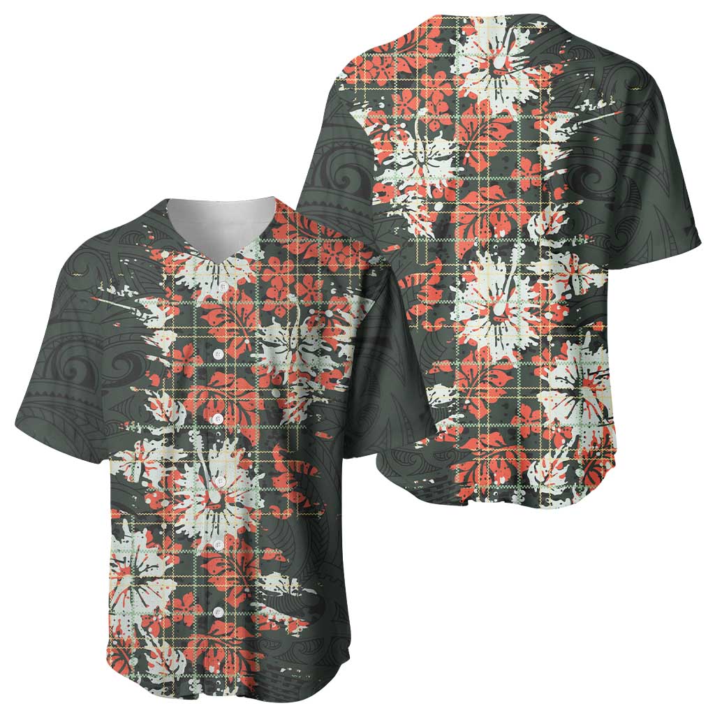 Hawaii Tartan With Hibiscus Baseball Jersey Polynesian Pattern Vintage