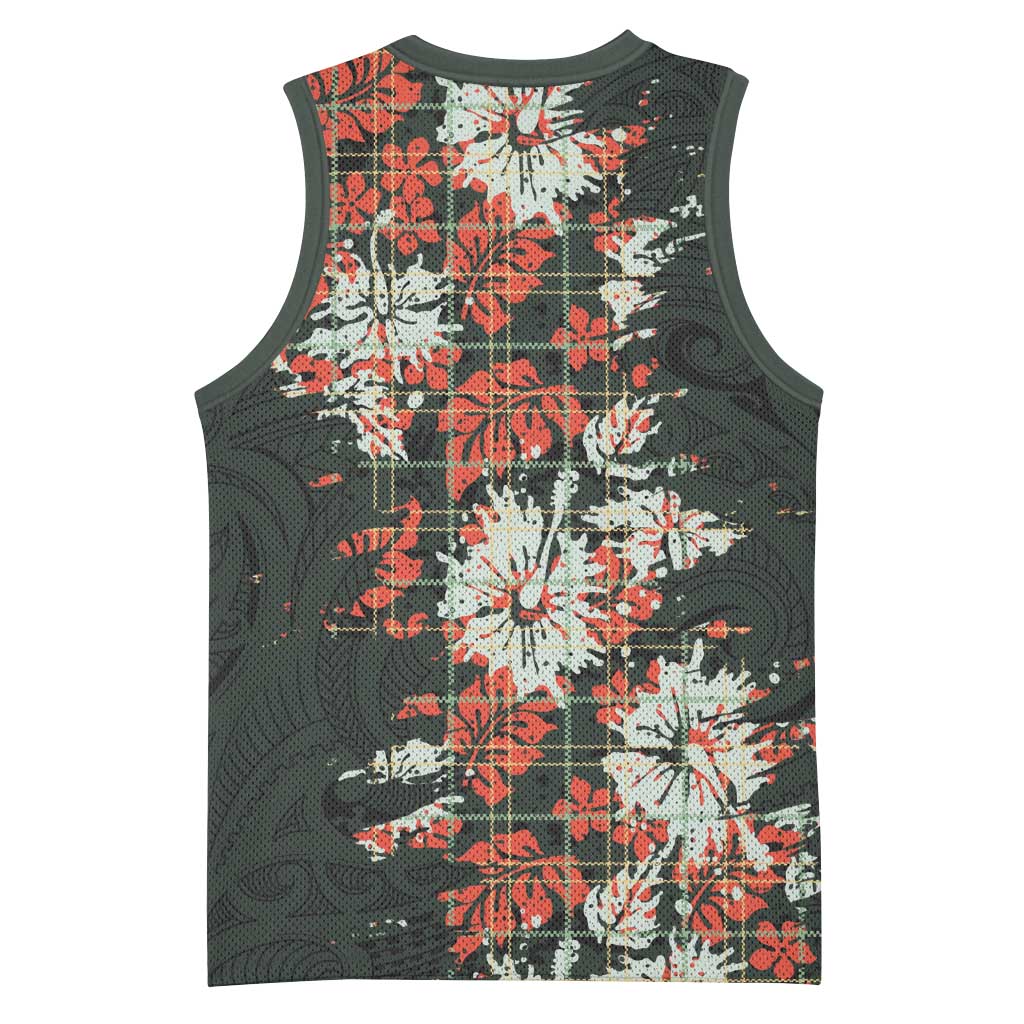 Hawaii Tartan With Hibiscus Basketball Jersey Polynesian Pattern Vintage