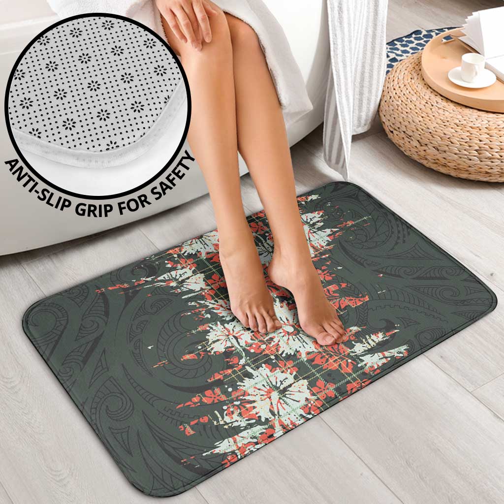 Hawaii Tartan With Hibiscus Bathroom Set Polynesian Pattern Vintage
