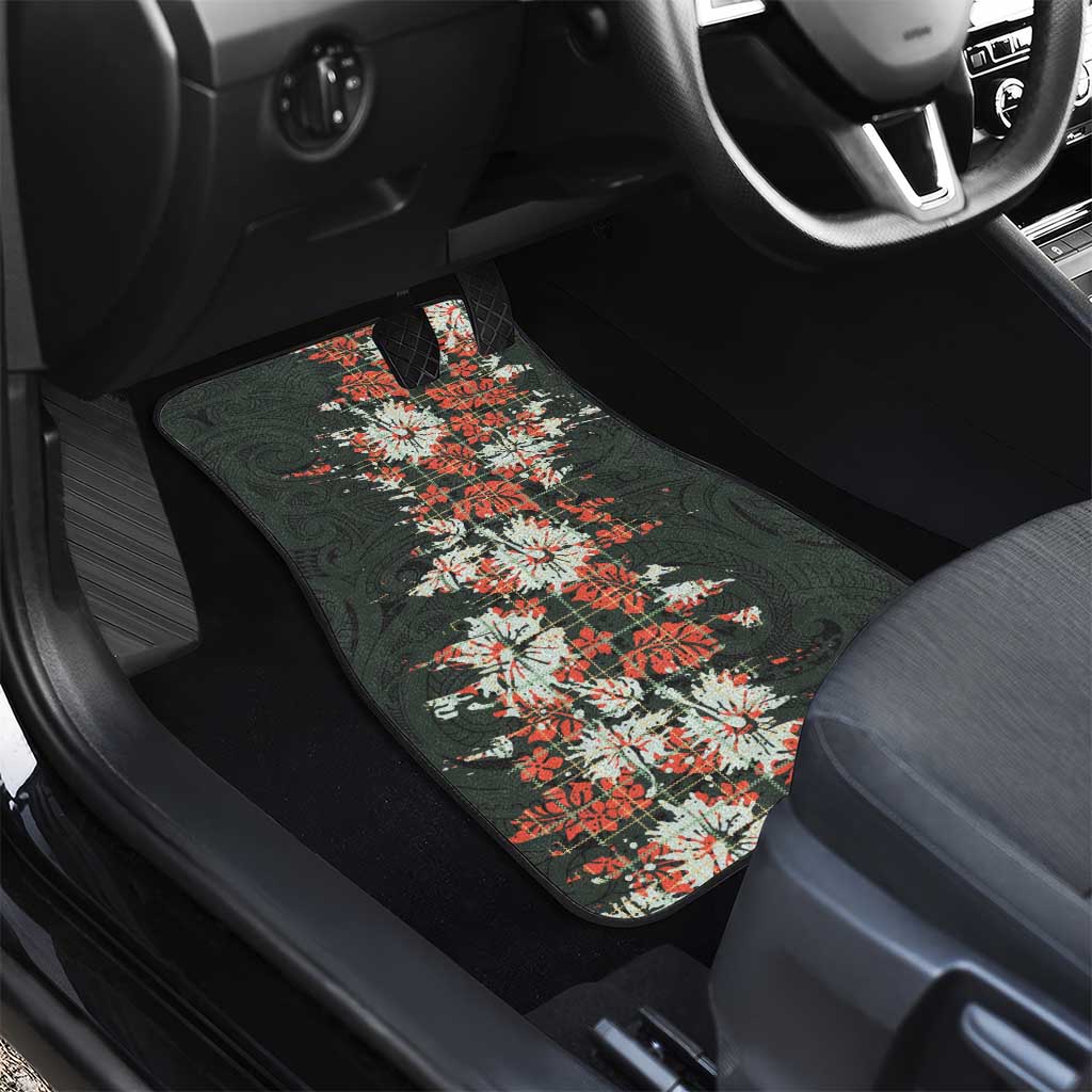 Hawaii Tartan With Hibiscus Car Mats Polynesian Pattern Vintage