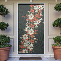 Hawaii Tartan With Hibiscus Door Cover Polynesian Pattern Vintage
