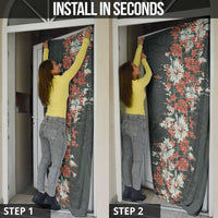 Hawaii Tartan With Hibiscus Door Cover Polynesian Pattern Vintage