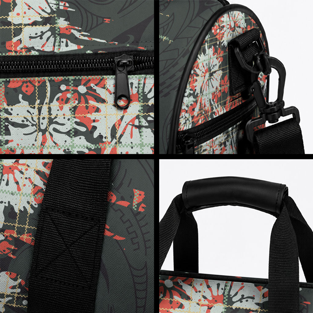 Hawaii Tartan With Hibiscus Duffle Bag Polynesian Pattern Vintage LT9 - Polynesian Pride