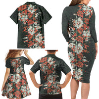 Hawaii Tartan With Hibiscus Family Matching Long Sleeve Bodycon Dress and Hawaiian Shirt Polynesian Pattern Vintage LT9 - Polynesian Pride