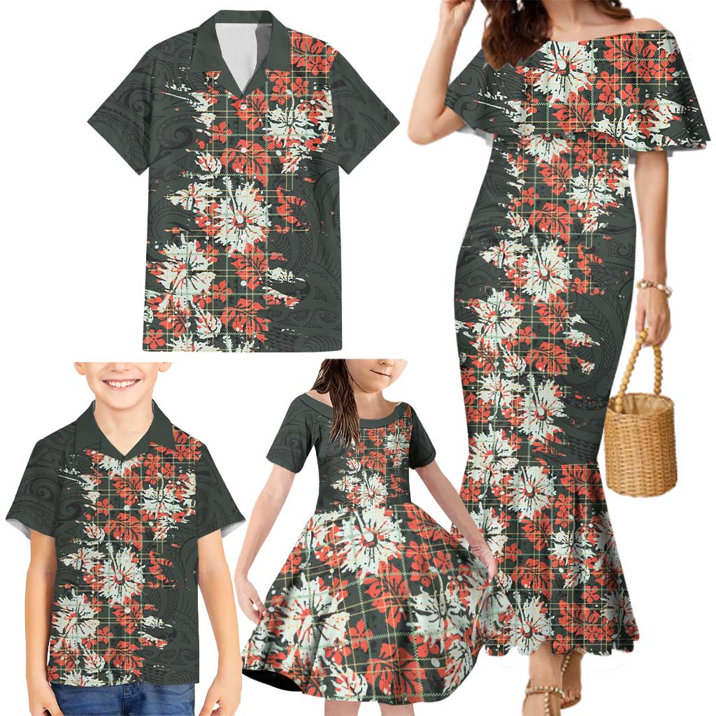 Hawaii Tartan With Hibiscus Family Matching Mermaid Dress and Hawaiian Shirt Polynesian Pattern Vintage LT9 - Polynesian Pride