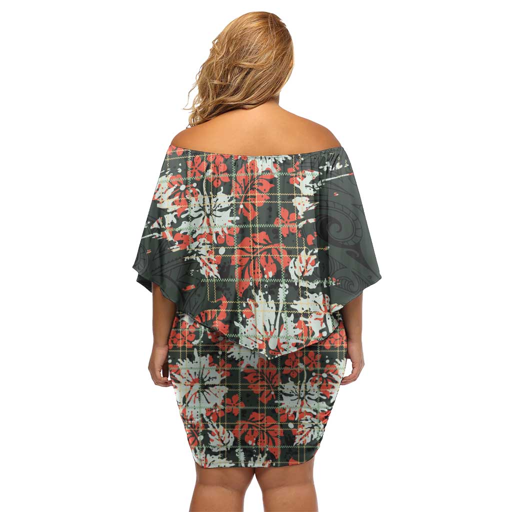 Hawaii Tartan With Hibiscus Family Matching Off Shoulder Short Dress and Hawaiian Shirt Polynesian Pattern Vintage LT9 - Polynesian Pride