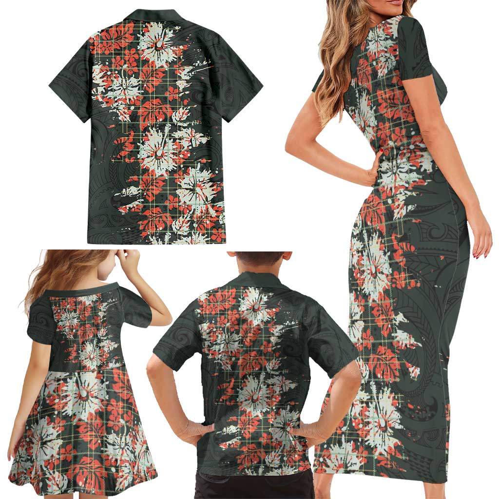 Hawaii Tartan With Hibiscus Family Matching Short Sleeve Bodycon Dress and Hawaiian Shirt Polynesian Pattern Vintage LT9 - Polynesian Pride