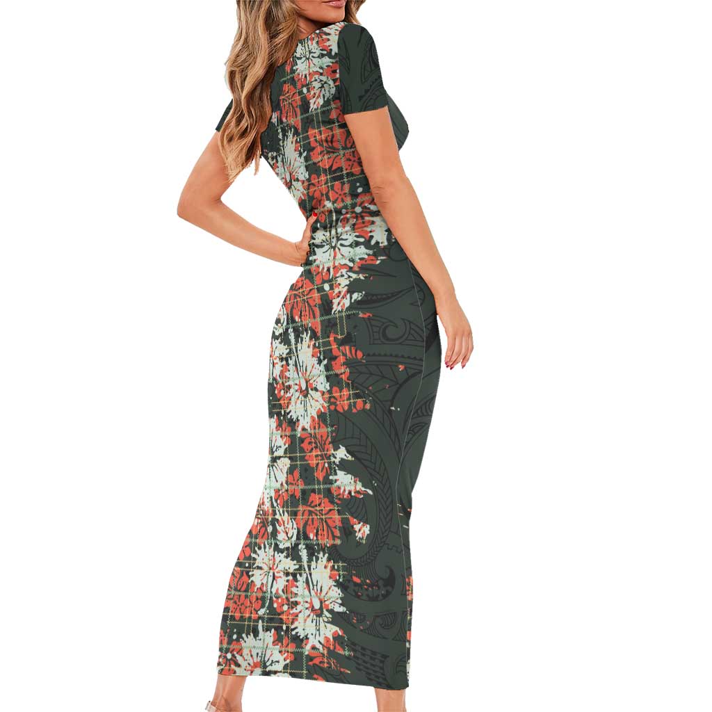 Hawaii Tartan With Hibiscus Family Matching Short Sleeve Bodycon Dress and Hawaiian Shirt Polynesian Pattern Vintage LT9 - Polynesian Pride