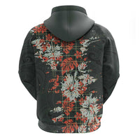 Hawaii Tartan With Hibiscus Hoodie Polynesian Pattern Vintage
