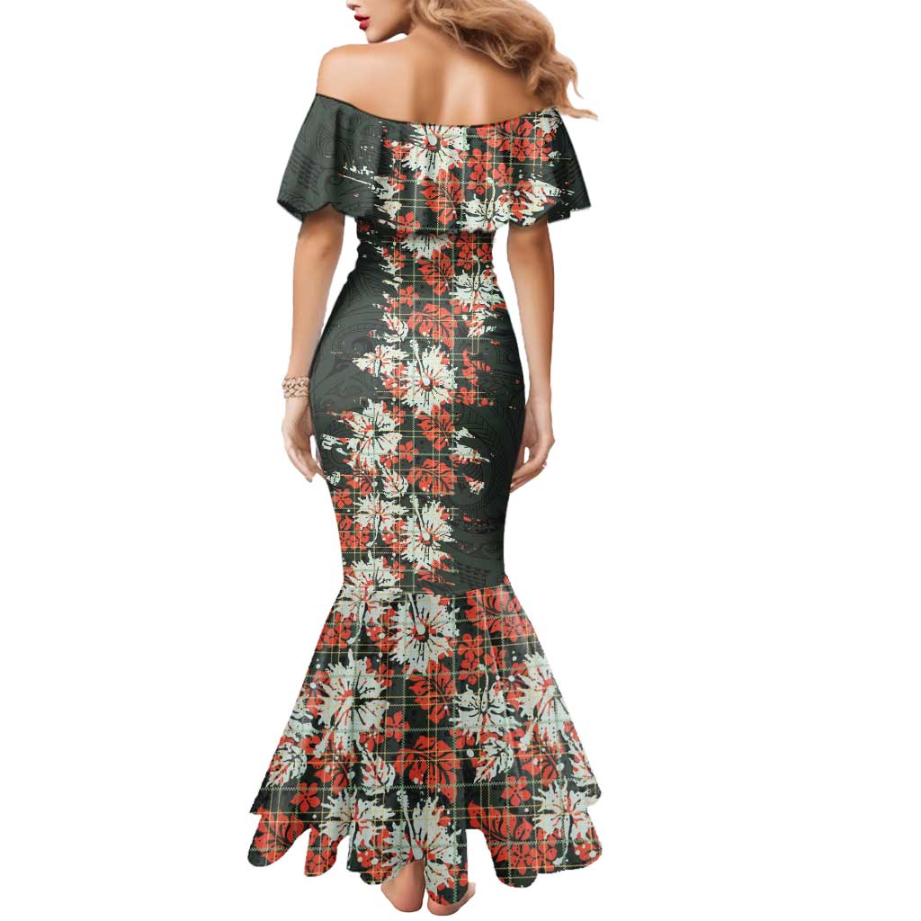 Hawaii Tartan With Hibiscus Mermaid Dress Polynesian Pattern Vintage