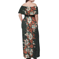 Hawaii Tartan With Hibiscus Off Shoulder Maxi Dress Polynesian Pattern Vintage LT9 - Polynesian Pride