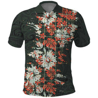 Hawaii Tartan With Hibiscus Polo Shirt Polynesian Pattern Vintage LT9 Dark Green - Polynesian Pride