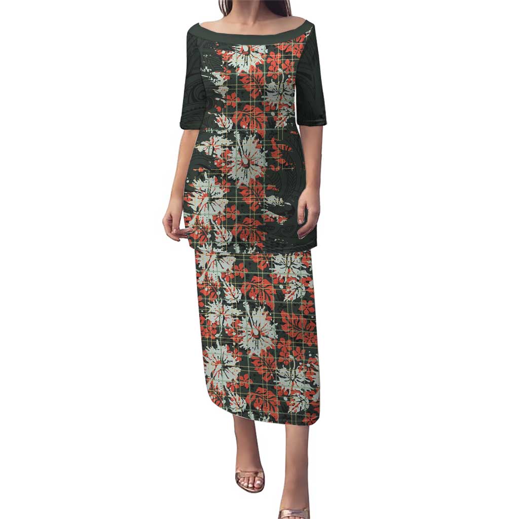 Hawaii Tartan With Hibiscus Puletasi Polynesian Pattern Vintage