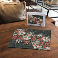 Hawaii Tartan With Hibiscus Puzzle Polynesian Pattern Vintage