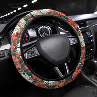 Hawaii Tartan With Hibiscus Steering Wheel Cover Polynesian Pattern Vintage LT9 Universal Fit Dark Green - Polynesian Pride