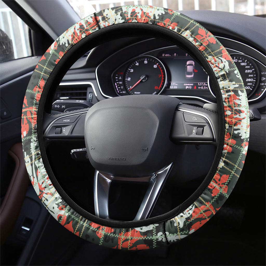 Hawaii Tartan With Hibiscus Steering Wheel Cover Polynesian Pattern Vintage LT9 - Polynesian Pride