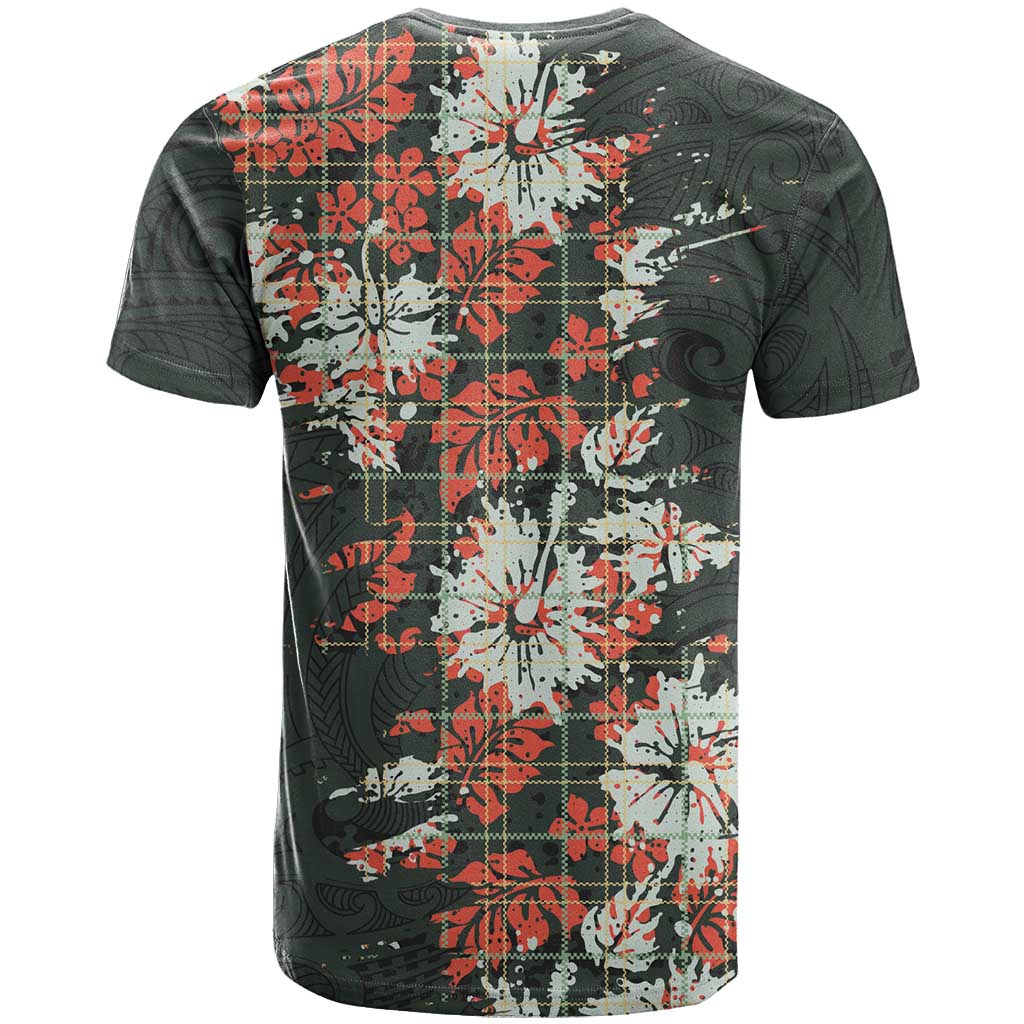 Hawaii Tartan With Hibiscus T Shirt Polynesian Pattern Vintage