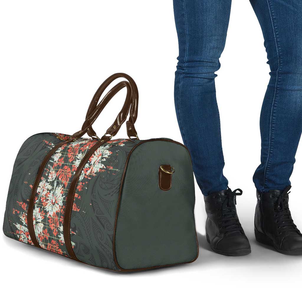 Hawaii Tartan With Hibiscus Travel Bag Polynesian Pattern Vintage