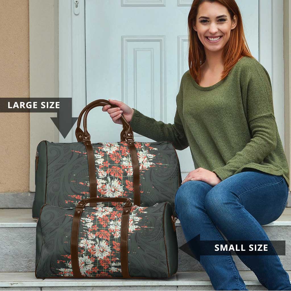 Hawaii Tartan With Hibiscus Travel Bag Polynesian Pattern Vintage