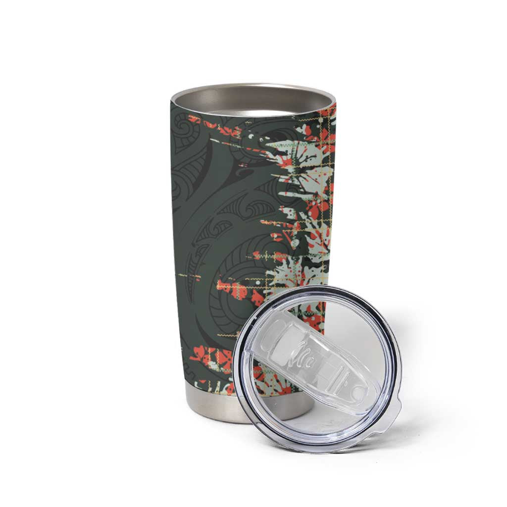 Hawaii Tartan With Hibiscus Tumbler Cup Polynesian Pattern Vintage