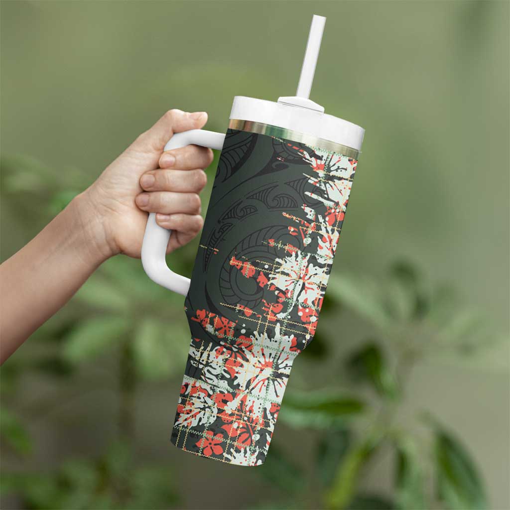 Hawaii Tartan With Hibiscus Tumbler With Handle Polynesian Pattern Vintage LT9 - Polynesian Pride