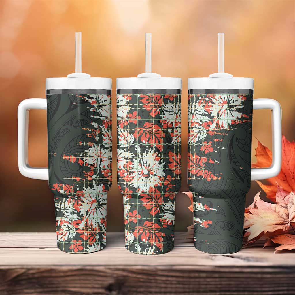 Hawaii Tartan With Hibiscus Tumbler With Handle Polynesian Pattern Vintage LT9 - Polynesian Pride
