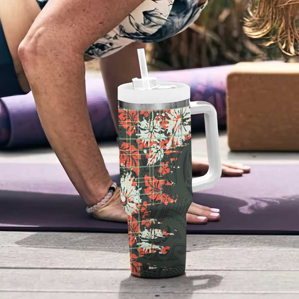 Hawaii Tartan With Hibiscus Tumbler With Handle Polynesian Pattern Vintage LT9 - Polynesian Pride