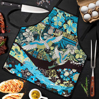 Japanese Hawaiian Crane Apron Blue Tapa Patchwork Pattern