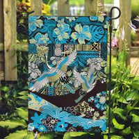 Japanese Hawaiian Crane Garden Flag Blue Tapa Patchwork Pattern