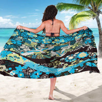 Japanese Hawaiian Crane Sarong Blue Tapa Patchwork Pattern