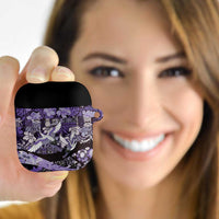 Japanese Hawaiian Crane AirPods Case Purple Tapa Patchwork Pattern
