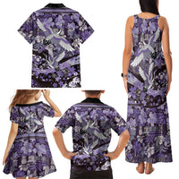 Japanese Hawaiian Crane Family Matching Tank Maxi Dress and Hawaiian Shirt Purple Tapa Patchwork Pattern LT9 - Polynesian Pride