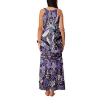 Japanese Hawaiian Crane Family Matching Tank Maxi Dress and Hawaiian Shirt Purple Tapa Patchwork Pattern LT9 - Polynesian Pride