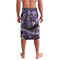 Japanese Hawaiian Crane Lavalava Purple Tapa Patchwork Pattern