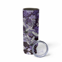 Japanese Hawaiian Crane Skinny Tumbler Purple Tapa Patchwork Pattern
