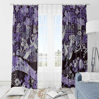 Japanese Hawaiian Crane Window Curtain Purple Tapa Patchwork Pattern