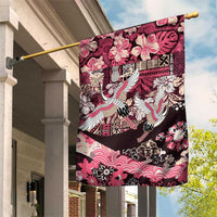 Japanese Hawaiian Crane Garden Flag Soft Pink Tapa Patchwork Pattern