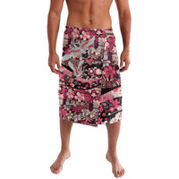 Japanese Hawaiian Crane Lavalava Soft Pink Tapa Patchwork Pattern