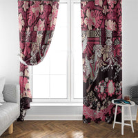 Japanese Hawaiian Crane Window Curtain Soft Pink Tapa Patchwork Pattern