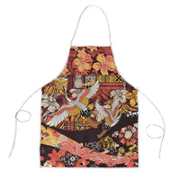 Japanese Hawaiian Crane Apron Yellow Ochre Tapa Patchwork Pattern