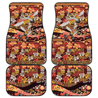 Japanese Hawaiian Crane Car Mats Yellow Ochre Tapa Patchwork Pattern