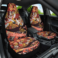 Japanese Hawaiian Crane Car Seat Cover Yellow Ochre Tapa Patchwork Pattern LT9 One Size Yellow - Polynesian Pride
