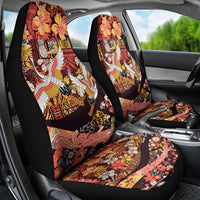 Japanese Hawaiian Crane Car Seat Cover Yellow Ochre Tapa Patchwork Pattern LT9 - Polynesian Pride